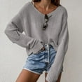 thumbnail image 1 of AOOCHASLIY 2023 Womens Sweater Women's Hedging V-Neck Loose Solid Color Temperament Long Sleeve Strapless Knitting Tops Sweater, 1 of 5