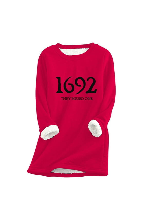 2023 Womens Tops Thick Fleece Sweatshirt Winter Velvet O-neck Warm Underwear