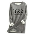 thumbnail image 1 of AOOCHASLIY 2023 Womens Tops Thick Fleece Sweatshirt Winter Velvet O-neck Warm Underwear, 1 of 3
