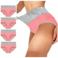 thumbnail image 1 of AOOCHASLIY 4PC Women's High Waist Stretch Patchwork Briefs Soft Underwear Bikini Underpants Breathable Ladies Panties, 1 of 9