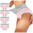 thumbnail image 1 of AOOCHASLIY 4PC Women's High Waist Stretch Patchwork Briefs Soft Underwear Bikini Underpants Breathable Ladies Panties, 1 of 9