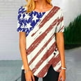 thumbnail image 1 of AOOCHASLIY American Flag Star Women Tops Women Round Neck Print T- Fashion Comfortable Female Blouses Tops, 1 of 1