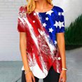thumbnail image 1 of AOOCHASLIY American Flag Star Women Tops Women Round Neck Print T- Fashion Comfortable Female Blouses Tops, 1 of 1