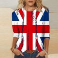 thumbnail image 1 of AOOCHASLIY American Flag Star Women Tops Women's Fashion Printed T-shirt Mid-length 3/4 Sleeves Blouse Round Neck Casual Tops, 1 of 1