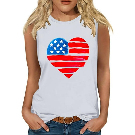 AOOCHASLIY American Flag Star Women Tops Womens Tank Tops Independence Day Graphic Tank Tops Summer Casual Loose Tanks Music Vacation Tank