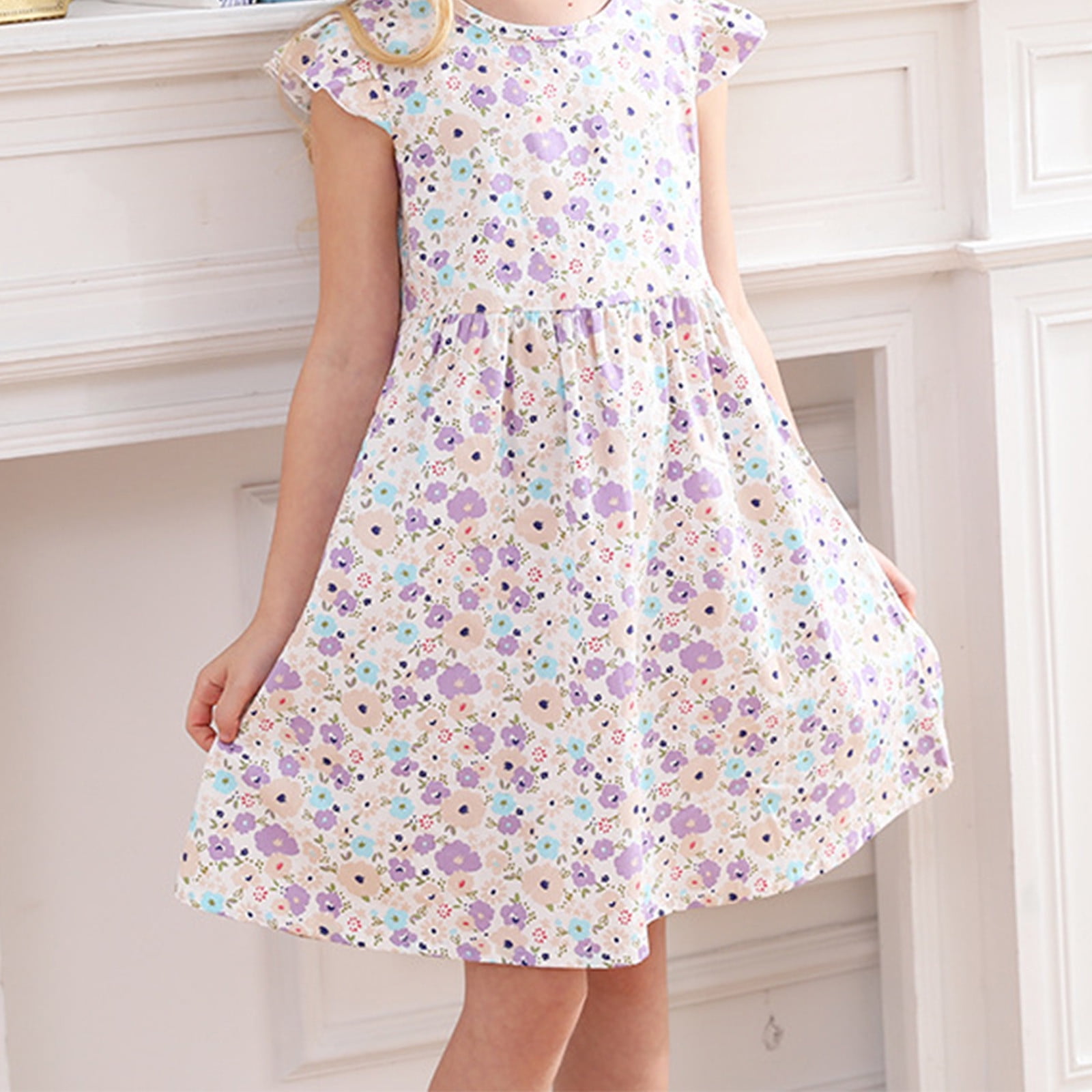 AOOCHASLIY Baby Days Clothes Children s Dress Girls Summer Thin New Style Floral Trendy Outer Wear Short sleeved Princess Dress 2Y 10Y