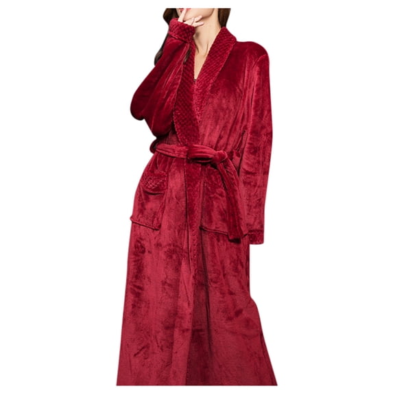 AOOCHASLIY Bath Robes for Women Clothes Adult Plush Robes Home Wear Flannel Nightgown Long Coral Velvet Bathrobe