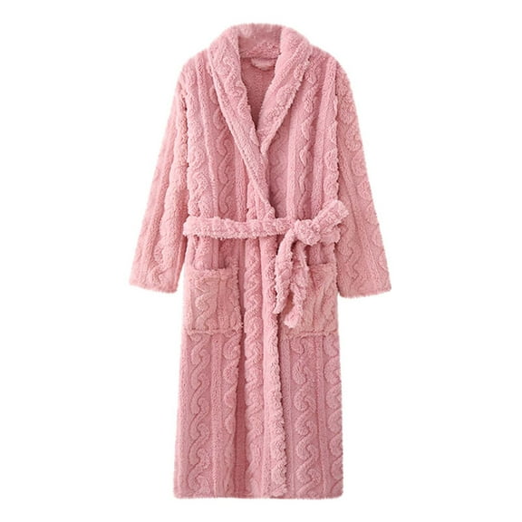 AOOCHASLIY Bath Robes for Women House Robes Bathrobe Lengthening Keep Warm Lapel Same Style for Men and Ladies Long Sleeve