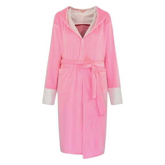 AOOCHASLIY Bath Robes for Women Clearance Plush Robes Winter Ladies Lengthened Shawl Bathrobe Long Sleeve Robe Hooded Coat