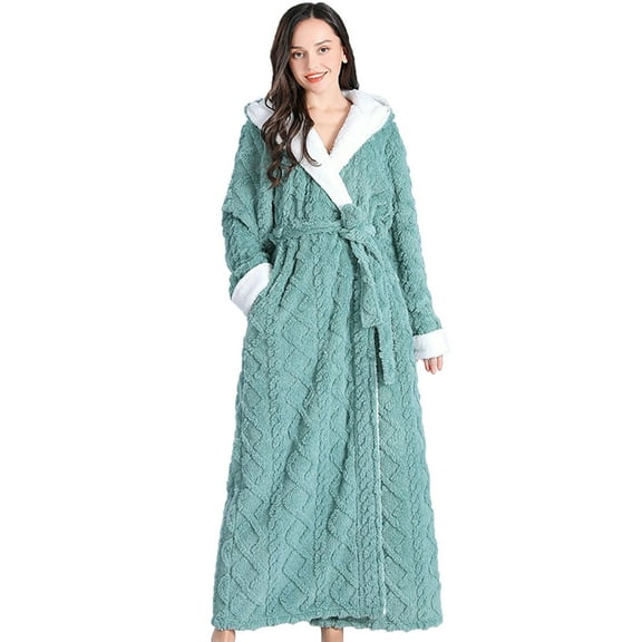 AOOCHASLIY Bath Robes for Women Clothes Plush Robes Winter Warm Nightgown Couple Bathrobe House Robes Long Robes Autumn Nightgown