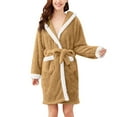 thumbnail image 1 of AOOCHASLIY Bath Robes for Women Clothes Winter Hooded Plush Robes Ladies Lengthened Plush Shawl Bathrobe Long Sleeve Robe Coat Robes, 1 of 5