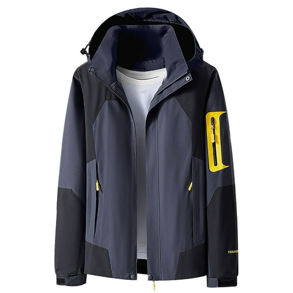 AOOCHASLIY Black and Friday Women Coat Christmas Gift Fashion Women Comfortable Casual Color Block Interchange Jacket Drawstring Pocket Long Sleeve Hooded Casual Outwear Jackets