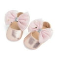 thumbnail image 1 of AOOCHASLIY Black and Friday Kids Shoes Baby Girls Mary Janes Flat Bowknot Rubber Sole First Walker Princess Dress Shoes, 1 of 5