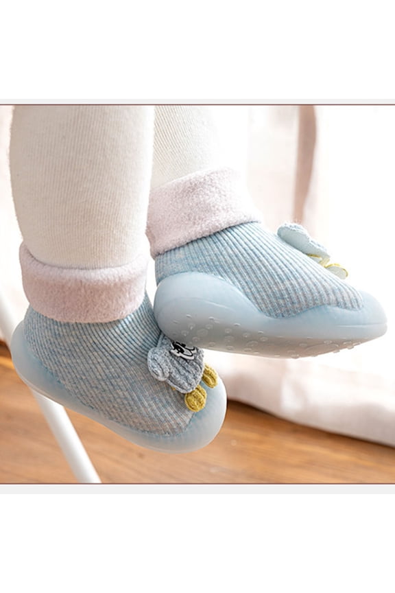 Black and Friday Kids Shoes Baby Toddler Shoes Soft Bottom Fall and Winter Non-slip Baby Children Plus Velvet Thick Warm Floor Shoes