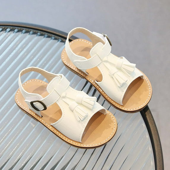 AOOCHASLIY Black and Friday Kids Shoes Toddler Infant Kids Baby Girls Boys Solid Color Tassels Sandals Casual Fish Mouth Sandals