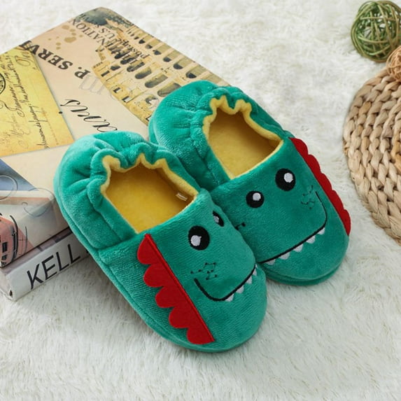 AOOCHASLIY Black and Friday Kids Shoes Toddler Kids Baby Warm Plush Shoes Boys Girls Cute Dinosaur Soft-Soled Slippers