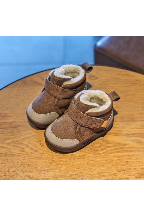 Black and Friday Kids Shoes Winter Baby Snowy Boots 1-2-3-14 Year Old Baby Soft Sole Walking Plush Thickened Big Cotton Shoes