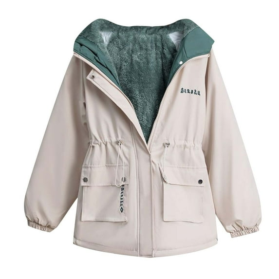 AOOCHASLIY Black and Friday Women Coat Christmas Gift Fashion Women's Warm Casual Tops Solid Color Long Sleeve Coat Hoodies Jacket Winter Outwear