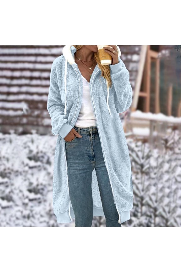 Black and Friday Women Coat Christmas Gift Fashion Women's Zipper V-Neck Pullover Tops Long Sleeve Hooded Blouse Coat