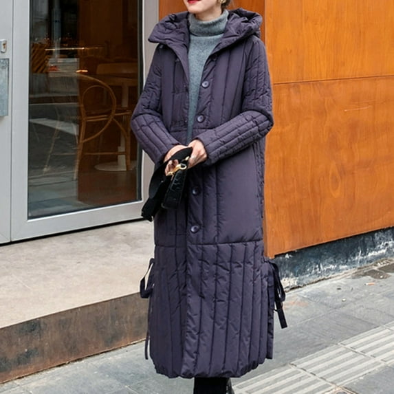 AOOCHASLIY Black and Friday Women Coat Christmas Gift Women's Mid-length Fall-winter Over Knee Skirt Padded Coat Plus Size Thick Coat