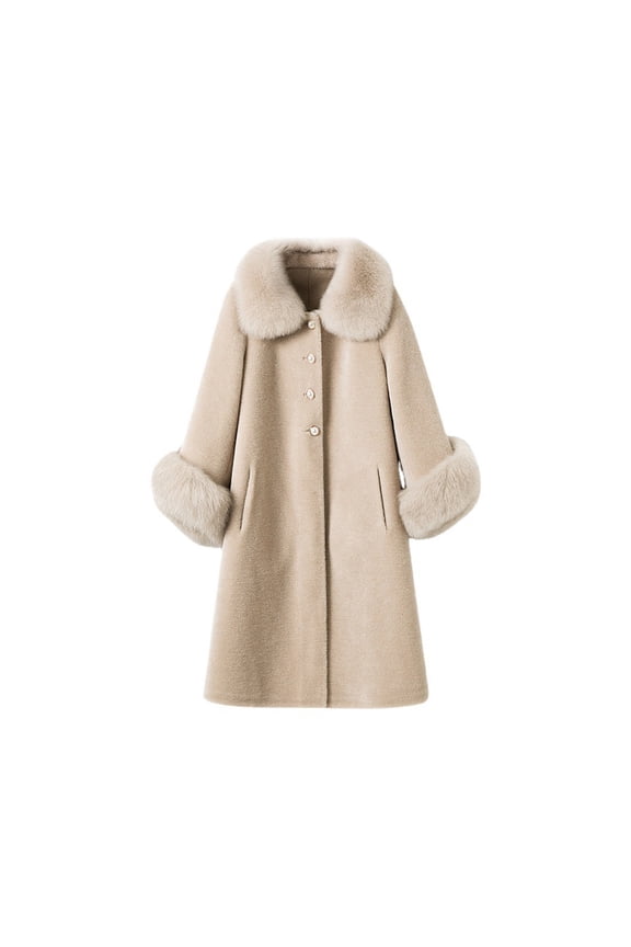 Black and Friday Women Coat Christmas Gift Women's Winter Mid Length Imitation Sheep Cut Fleece with Button Coat