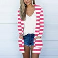 thumbnail image 1 of AOOCHASLIY Black and Friday Women Coat Christmas Gift Women's Women's Fashion Long Sleeve Stripe Printed Cardigan Casual Coat Tops/jacket, 1 of 5