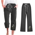 thumbnail image 1 of AOOCHASLIY Capris Women Casual Summer 3/4 Pants Wide Leg Capris Lightweight Baggy Cropped Lounge Cotton Linen Trousers, 1 of 1