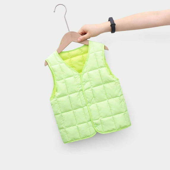 AOOCHASLIY Children Tops Clothes Winter Baby Boys Girls Baby Button Cardigan Vest Down Cotton Vest Inside and Outside Wear