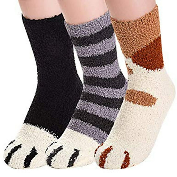 AOOCHASLIY Christmas/Daily Socks Women Fashion Lovely Claw Coral Thickening Fuzzy Middle stockings Socks