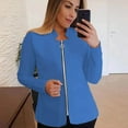 thumbnail image 1 of AOOCHASLIY Christmas Day Women Blouse Fashion Women Solid Zipper Versatile Lapel Long Sleeve Blazer Top Blouse, 1 of 1
