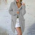 thumbnail image 1 of AOOCHASLIY Christmas Day Women Blouse Women's Casual Solid Outfits Chunky Knit Open Front Hooded Sweaters Long Sleeve Cardigan Outerwear Coats with Pocket, 1 of 5