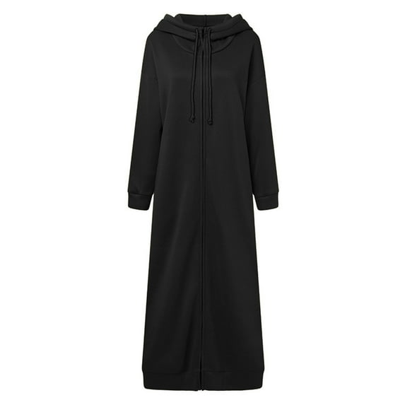 AOOCHASLIY Christmas Day Women Blouse Women's Fall and Winter Hooded Sports Plush Sweater Casual Long Sleeve Zipper Coat Women's Plus Size Solid Color Robe