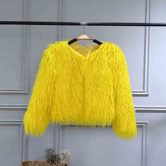 AOOCHASLIY Christmas Day Women Blouse Women's Fashion Solid Short Imitation Warm Coat Faux Tops