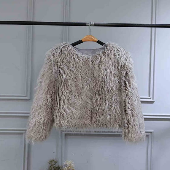 AOOCHASLIY Christmas Day Women Blouse Women's Fashion Solid Short Imitation Warm Coat Faux Tops