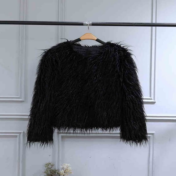 AOOCHASLIY Christmas Day Women Blouse Women's Fashion Solid Short Imitation Warm Coat Faux Tops
