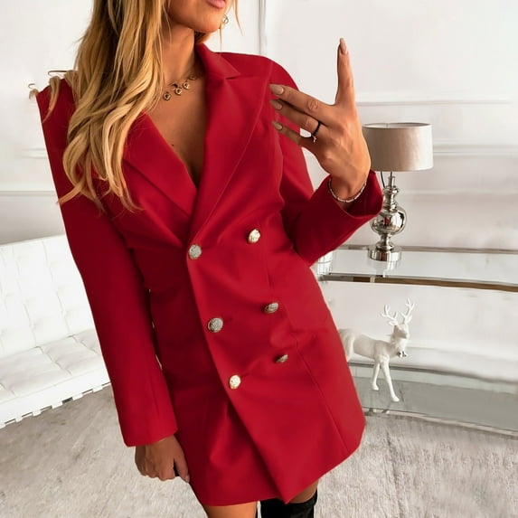 AOOCHASLIY Christmas Day Women Blouse Women's Fashion V-Neck Solid Long Sleeve Pocket Cardigan Casual Outwear