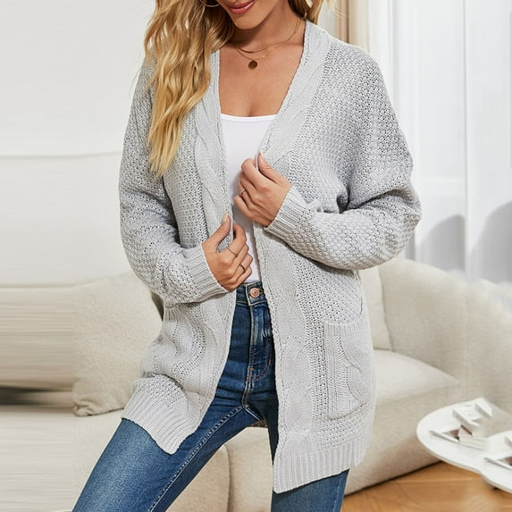 AOOCHASLIY Christmas Day Women Blouse Women's Knit Cardigans Loose Slouchy Wrap Chunky Sweaters Coat Winter Solid Color Jacket