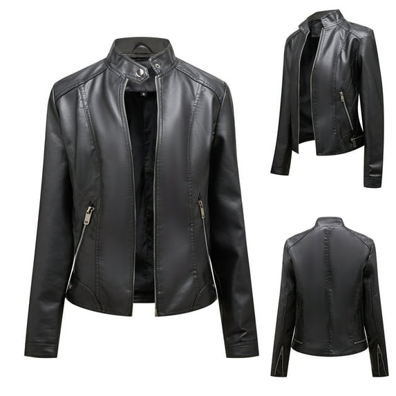 AOOCHASLIY Christmas Day Women Blouse Womens Warm Long Sleeve Jacket Slim Winter Parkas Faux Leather Hoodless