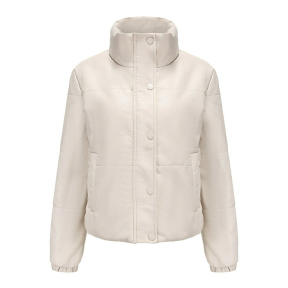 AOOCHASLIY Christmas Day Women Blouse Womens Warm Long Sleeve Jacket Slim Winter Parkas Faux Leather Hoodless