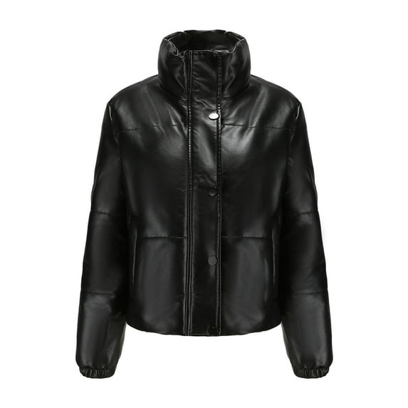 AOOCHASLIY Christmas Day Women Blouse Womens Warm Long Sleeve Jacket Slim Winter Parkas Faux Leather Hoodless