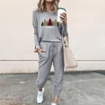 thumbnail image 1 of AOOCHASLIY Christmas Day Women's Printing Suits Casual Top Sets Long Sleeve Stretch Sweatpants Two-Piece, 1 of 5
