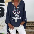 thumbnail image 1 of AOOCHASLIY Christmas Day Womens Blouses Solid Loose V-neck Shirt Plus Size Casual Long Sleeve TOPS, 1 of 5
