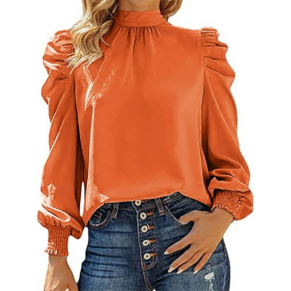 AOOCHASLIY Christmas Tops Fashion Women's Round-Neck Long Sleeve Solid Casual T-Shirt Blouse Tops