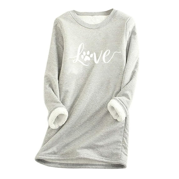 AOOCHASLIY Christmas Tops Weatshirt For Women Winter Warm Lined Fleece Tops Thick Warm Long Sleeve Pullover