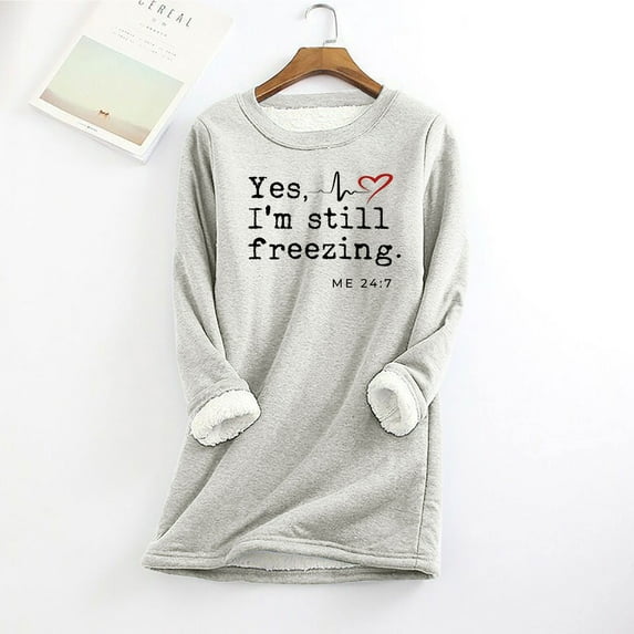 AOOCHASLIY Christmas Tops Weatshirt For Women Winter Warm Lined Fleece Tops Thick Warm Long Sleeve Pullover