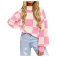 thumbnail image 1 of AOOCHASLIY Christmas Tops Women's Long Sleeve Ribbed Knit Loose Sweatshirt Long Sleeve Turtleneck Top, 1 of 4