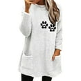 thumbnail image 1 of AOOCHASLIY Christmas Tops Women's Round- Neck and Winter Loose Print Pocket Warm Long Sleeve Blouse Tops, 1 of 1