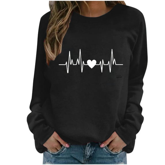 AOOCHASLIY Christmas Tops Women's and Winter New Long Sleeve Loose Large Size Casual Sweatshirt Women Hoodless Sweatshirt