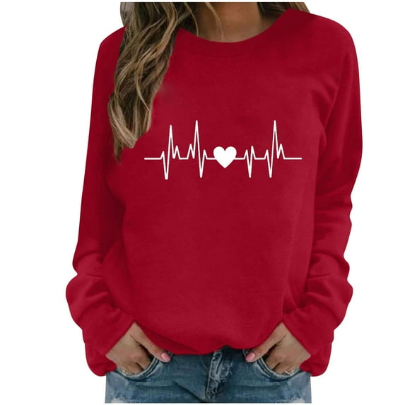 AOOCHASLIY Christmas Tops Women's and Winter New Long Sleeve Loose Large Size Casual Sweatshirt Women Hoodless Sweatshirt