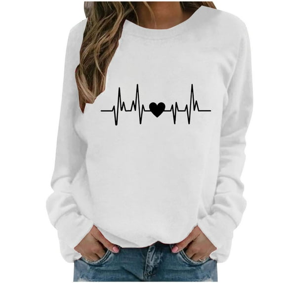 AOOCHASLIY Christmas Tops Women's and Winter New Long Sleeve Loose Large Size Casual Sweatshirt Women Hoodless Sweatshirt